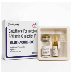 Glutathione Injection 600mg with Vitamin C ampoule for IV injection for Professional Use Only.