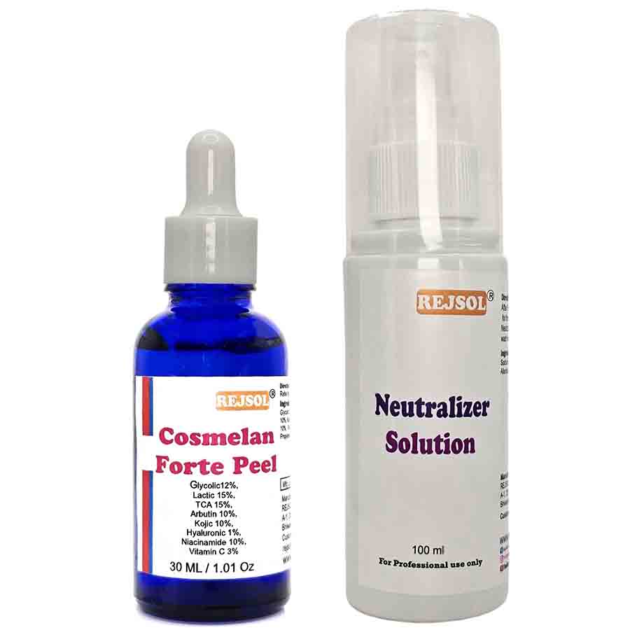R124 Cosmelan Forte Peel for Chemical Peeling. Professional Use 30ml Glycolic 12%, Lactic 15, TCA 15, Kojic 10, Niacinamide, Hyaluronic, Arbutin 10, Vit C.
